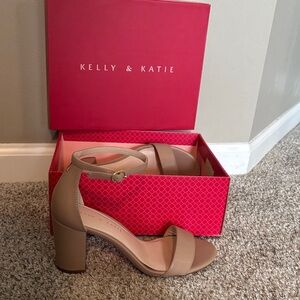 Kelly & Katie Beige Ankle Strap Heels
